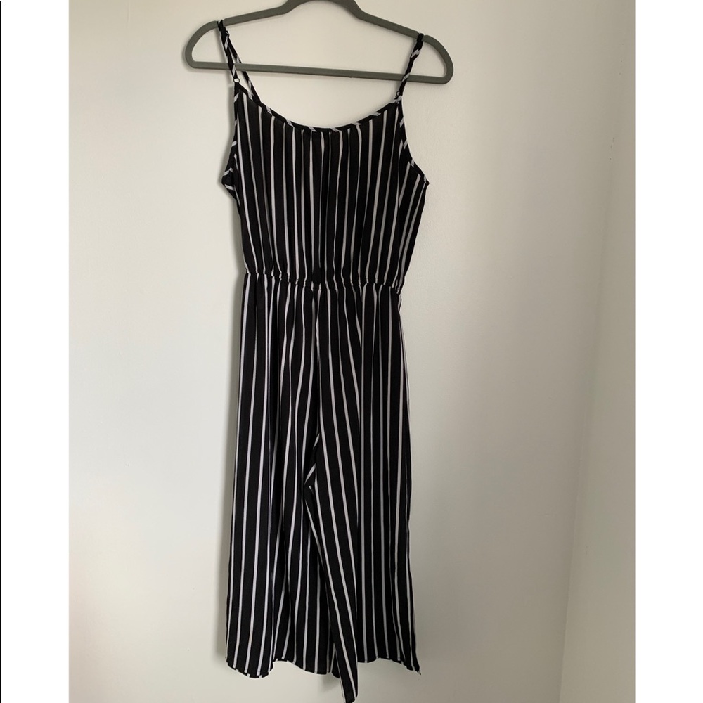 Black and White Striped Jumpsuit